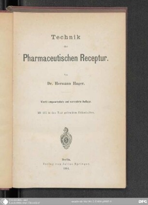 Technik der pharmaceutischen Receptur