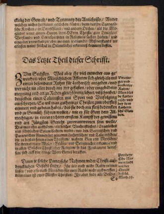 Das Letzte Theil dieser Schrifft.