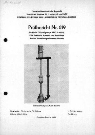 Dickstoffpumpe KRCLV 80/275