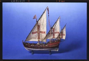 Vollmodell einer portugiesischen Karavelle von ca. 1450, Maßstab 1:50