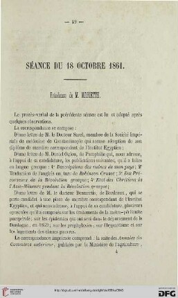 Séance du 18 octobre 1861