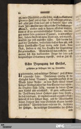 Achte Bezeugung des Geistes [...].