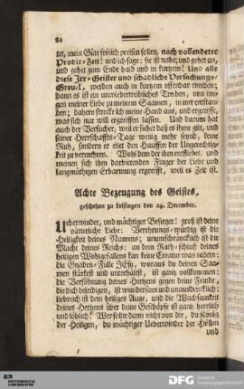 Achte Bezeugung des Geistes [...].