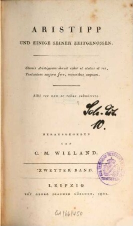 C. M. Wielands Sämmtliche Werke. 34, Aristipp : Zweyter Band