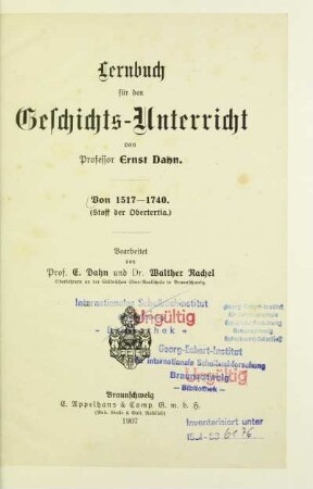 Obertertia: Von 1517 - 1740 : (Stoff der Obertertia)