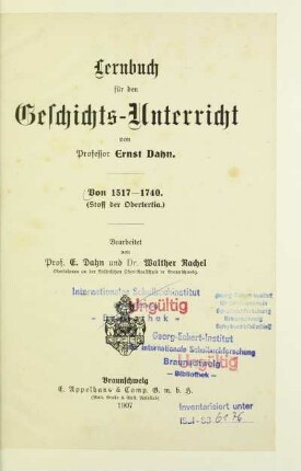 Obertertia: Von 1517 - 1740 : (Stoff der Obertertia)