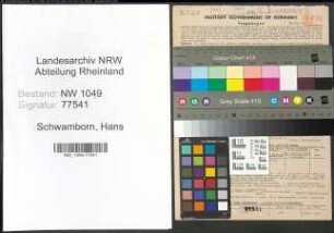 Entnazifizierung Hans Schwamborn , geb. 28.05.1905 (Uhrmachermeister)