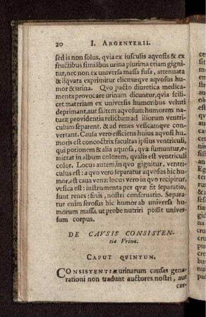 De Causis Consistentiae Urinae. Caput Quintum.