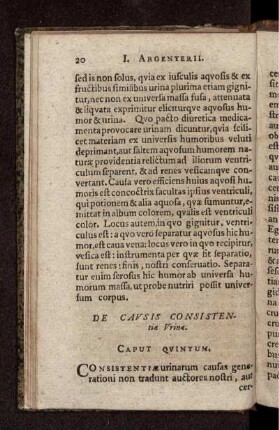 De Causis Consistentiae Urinae. Caput Quintum.