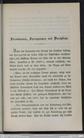 Strombauten, Sprengungen und Durchstiche