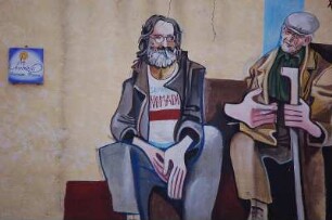 Insel Sardinien - Wandmalerei : Politische Wandmalereien, "Murales", im Bergdorf Orgosolo, aufgenommen 2006 auf Sardinien