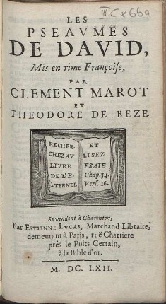 Les Pseavmes De David : Mis en rime Françoise