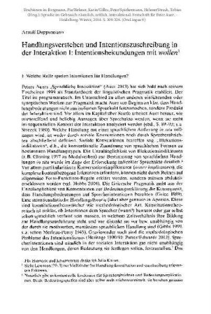 Handlungsverstehen und Intentionszuschreibung in der Interaktion I: Intentionsbekundungen mit wollen