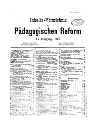 Inhalts-Verzeichnis der Pädagogischen Reform