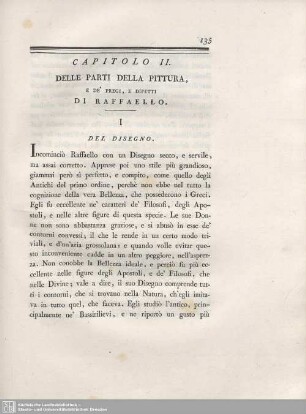 Capitolo II. Delle Parti Della Pittura, E De' Pregi, E Difetti Di Raffaello.