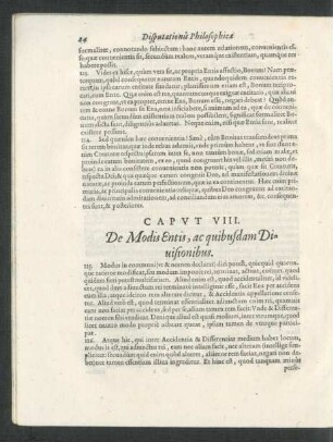 Caput VIII. De Modis Entis, ac quibusdam Divisionibus.