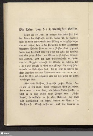 Die Lehre von der Dreieinigkeit Gottes