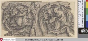 [Triton und Sirene in Ranken; Triton and siren in tendrils]