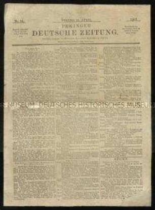 Pekinger Deutsche Zeitung, Nr.16; Peking, 21. April 1901