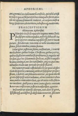 Praeceptionum ultimarum Aphorismi.