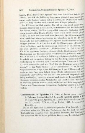 508-510 [Rezension] Holzmeister, Urban, Commentarius in epistulas SS. Petri et Judae apostolorum