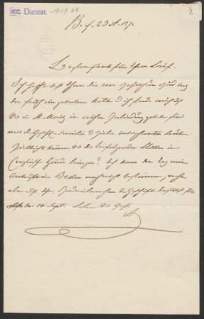 Brief an [Robert von Mohl] : 23. A[ugust] 1875