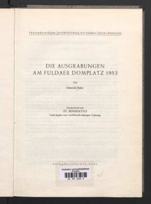 Die Ausgrabungen am Fuldaer Domplatz 1953