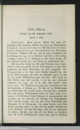 Dritte Sitzung. Freitag, den 20. September 1878