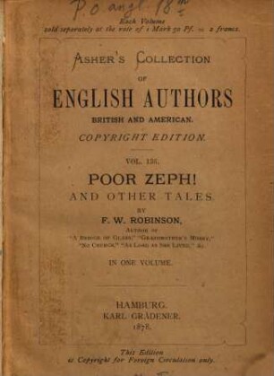 Poor Zeph! and other tales