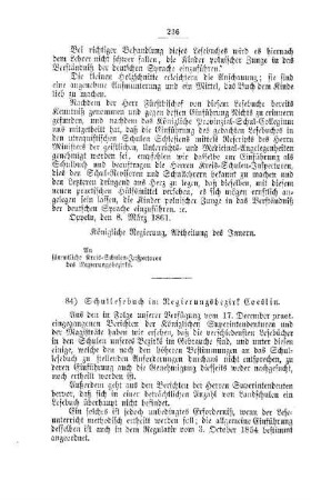 Schullesebuch im Regierungsbezirk Coeslin : [IV. Elementarschulwesen]