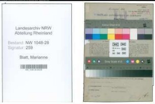 Entnazifizierung Marianne Blatt , geb. 07.10.1896 (Postsekretaerin)