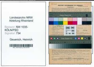Entnazifizierung Heinrich Geuenich , geb. 12.01.1888 (Schlosser)