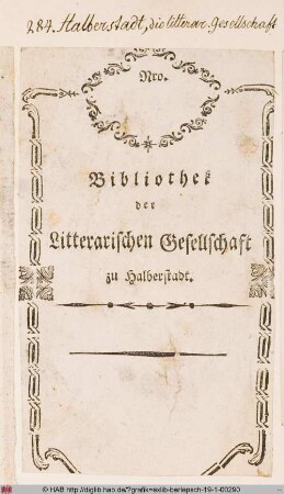 Exlibris der literarischen Gesellschaft zu Halberstadt