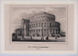 Der erste Bau der Semperoper auf dem Theaterplatz in Dresden (1841 erbaut)