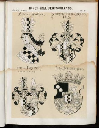 Taf. 23. Breuner. St-Wppn. - Seyfried Carl Fhr. v. Breuner 1615. - Fhr. v. Breuner. n. Siebm. (I.22.5) - Fhr. v. Breuner, 1628