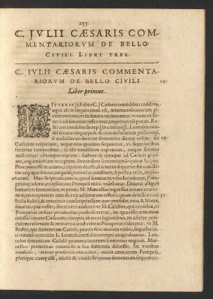 C. Iulii Caesaris Commentariorum De Bello Civili Libri Tres.