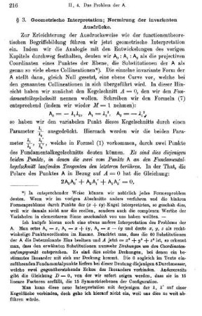 § 3. Geometrische Interpretation; Normirung der invarianten Ausdrücke.