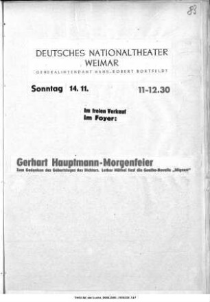 Gerhart Hauptmann-Morgenfeier