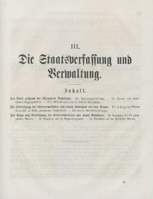 III. Die Staatsverfassung und Verwaltung