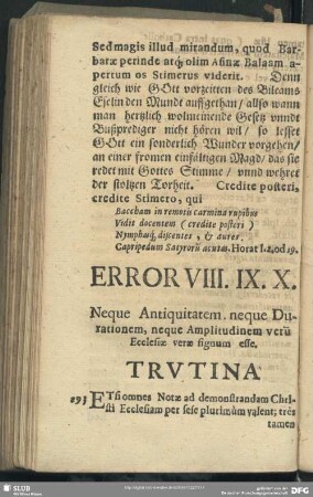 Error VIII. IX. X. Neque Antiquitatem, neque Durationem, neque Amplitudinem veru Ecclesiae verae signum esse