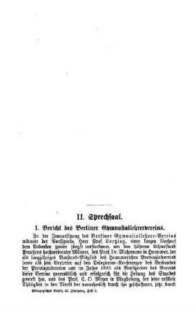 Bericht des Berliner Gymnasiallehrervereins : Sprechsaal