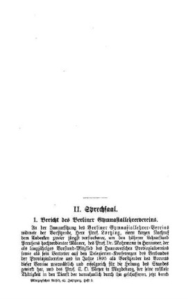 Bericht des Berliner Gymnasiallehrervereins : Sprechsaal