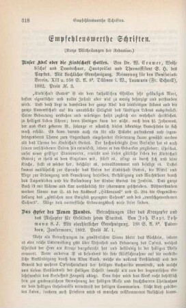 318-329 Empfehlenswerthe Schriften