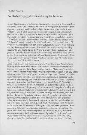 Zur Rechtfertigung der Numerierung der Personen