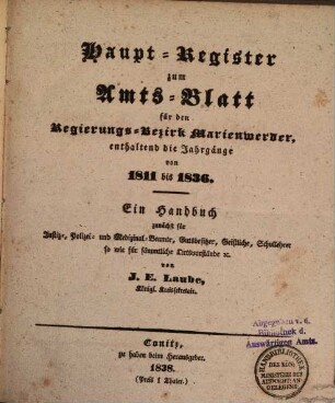 Amtsblatt für den Regierungsbezirk Marienwerder. [26, a]