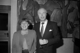 Frank Pries: bei Neujahrsempfang in Kreissparkasse Stormarn, Zweigstelle, Am Markt: daneben Ehefrau, 01.01.1990