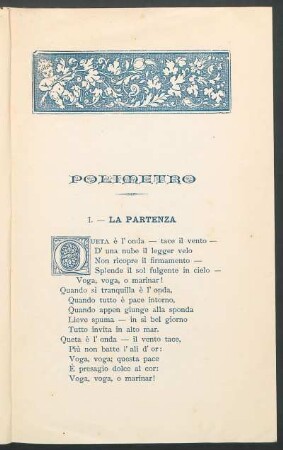 I. - La partenza