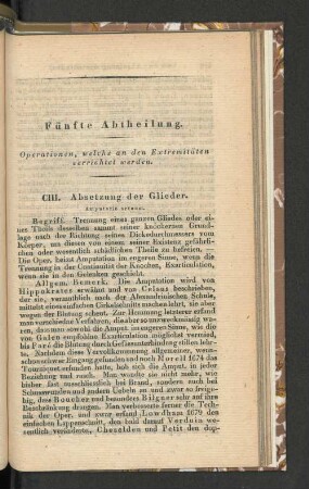 Fünfte Abtheilung. Operationen, welche an den Extremitäten verrichtet werden.