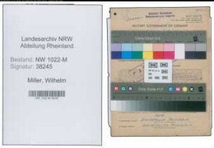 Entnazifizierung Wilhelm Miller , geb. 04.01.1896 (Bahnbeamter)