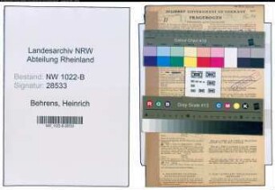 Entnazifizierung Heinrich Behrens , geb. 12.11.1885 (Rechtsbeistand)